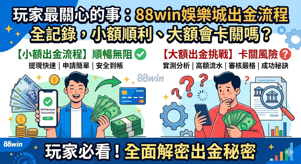 玩家最關心的事:88win娛樂城出金流程全記錄,小額順利、大額會卡關嗎?