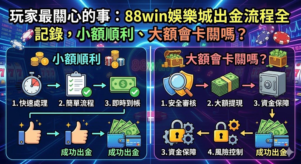 玩家最關心的事:88win娛樂城出金流程全記錄,小額順利、大額會卡關嗎?