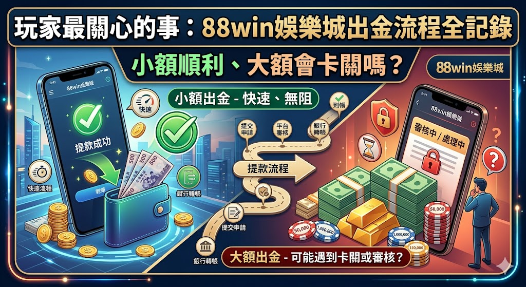 玩家最關心的事：88win娛樂城出金流程全記錄，小額順利、大額會卡關嗎？